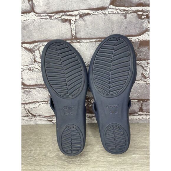 Crocs KELLI Iconic Comfort Navy Blue Slip On Slides Sandals Women Sz 10M US/41EU - Picture 14 of 16